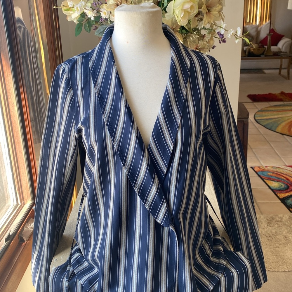 J.Crew Striped Blue Women's 2 piece pant suit, Excellent Condition, - Picture 2 of 16